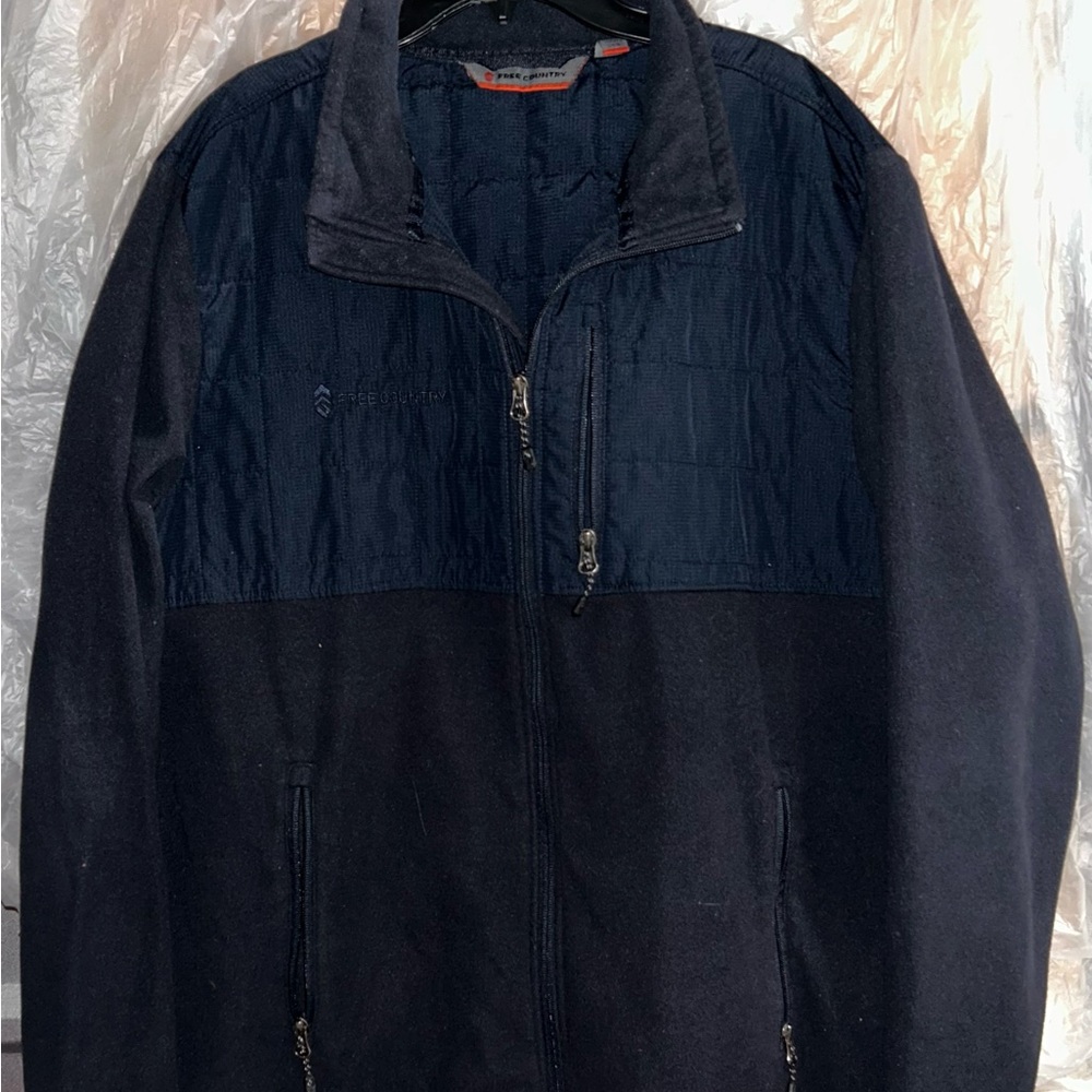 Free Country Two-Tone Navy Fleece Zip Jacket